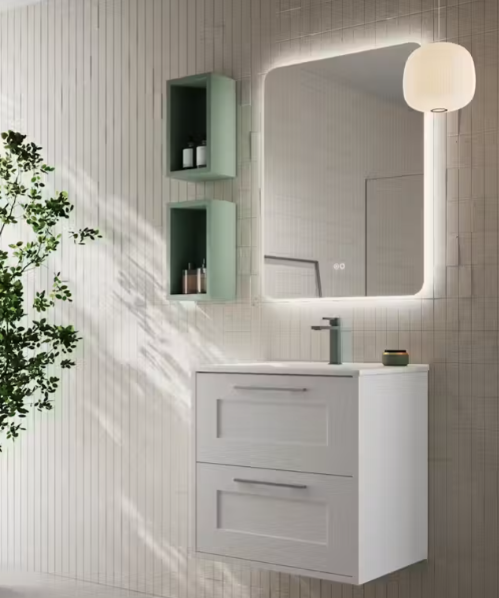 Mueble de baño suspendido con dos cajones blanco mate Koine en tu tienda de muebles de baño en Corredor de Henares